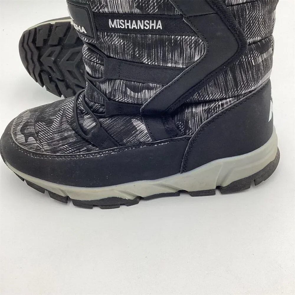 Mishansha Unisex Snow Boots‎ Black Lace Up Warm Winter Size 38